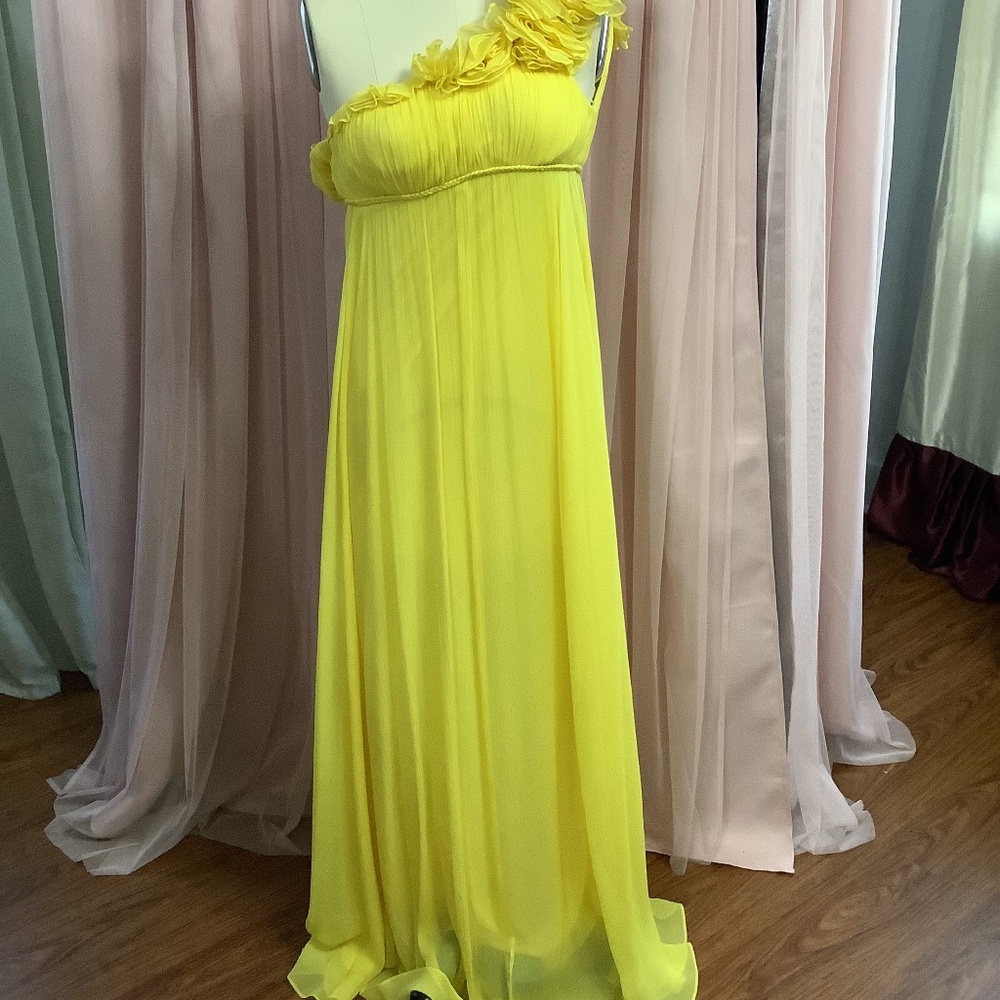 Yellow one shoulder dress